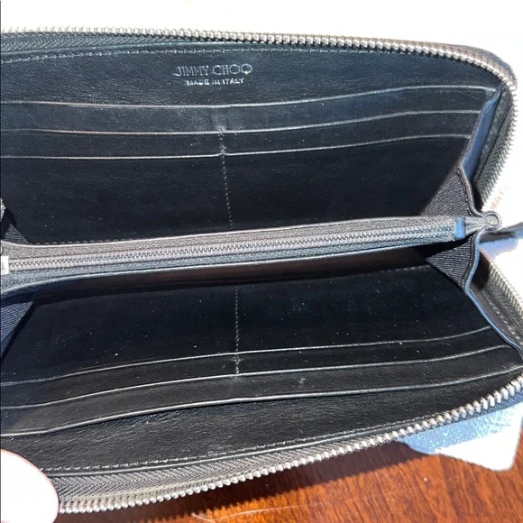 Jimmy Choo Black Leather Star-Stud Zip Wristlet GUC leather is so nice - Picture 10 of 11